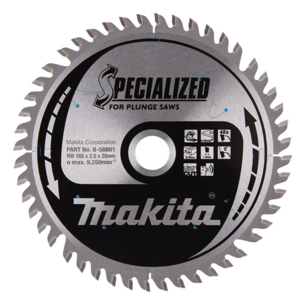 T.C.T hammastega saeketas 165X2X20mm 5° T48 SPECIALIZED saeketas sukelduslõigetele – Makita