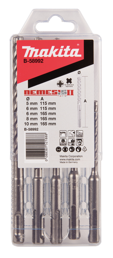 SDS-PLUS puuride kmpl. 5-osal. ( 5x115, 6x115,6x165, 8x165 10x165) NEMESIS2 – Makita