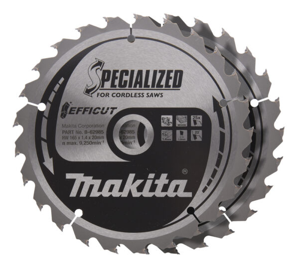 T.C.T hammastega saeketas puidu lõikamiseks 165X1.4X20mm 23° T25 EFFICUT 2 tk. – Makita
