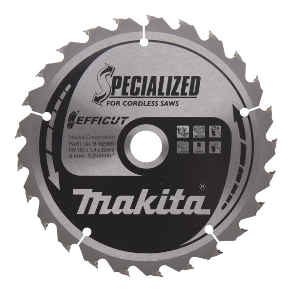 T.C.T hammastega saeketas puidu lõikamiseks 165X1.4X20mm 23° T25 EFFICUT – Makita