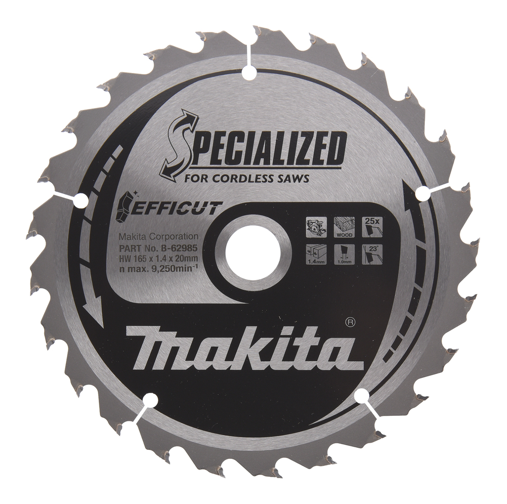 T.C.T hammastega saeketas puidu lõikamiseks 165X1.4X20mm 23° T25 EFFICUT – Makita