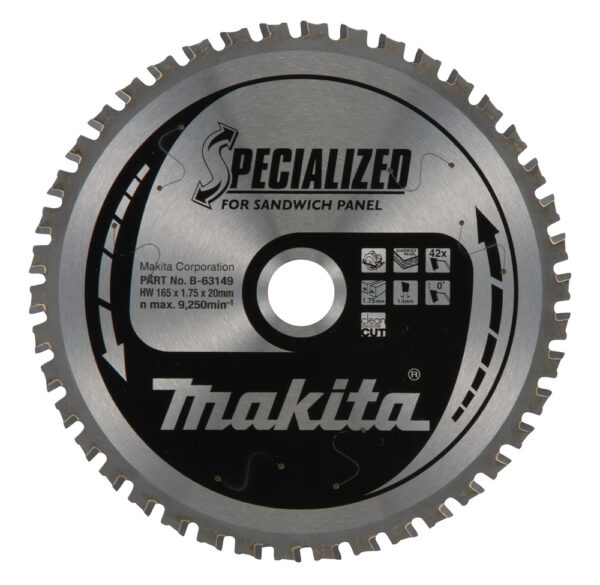 T.C.T hammastega saeketas sandwich paneelide lõikamiseks 165X1.75X20mm 0° T42 SPECIALIZED – Makita