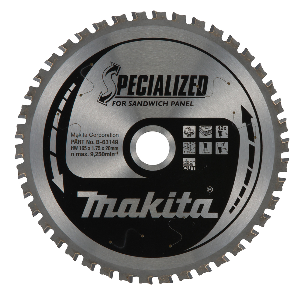 T.C.T hammastega saeketas sandwich paneelide lõikamiseks 165X1.75X20mm 0° T42 SPECIALIZED – Makita