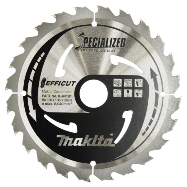 T.C.T hammastega saeketas puidu lõikamiseks 190X1.45X30mm 23° T24 EFFICUT – Makita