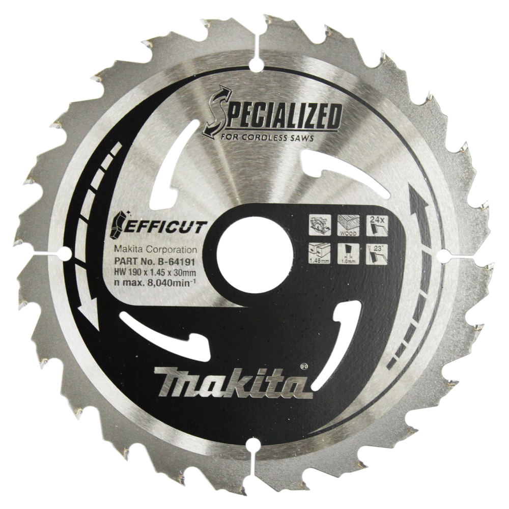 T.C.T hammastega saeketas puidu lõikamiseks 190X1.45X30mm 23° T24 EFFICUT – Makita