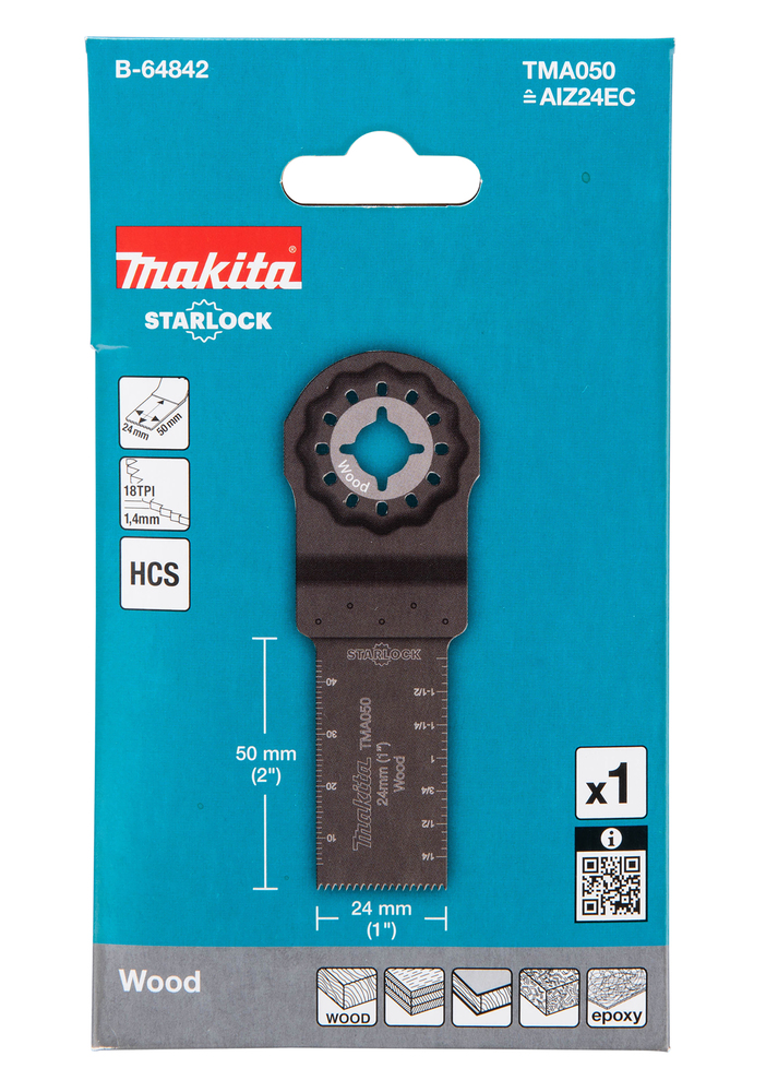 Multitool ristilõikamise saetera 24mm TMA050; HCS, starlock, puidule – Makita