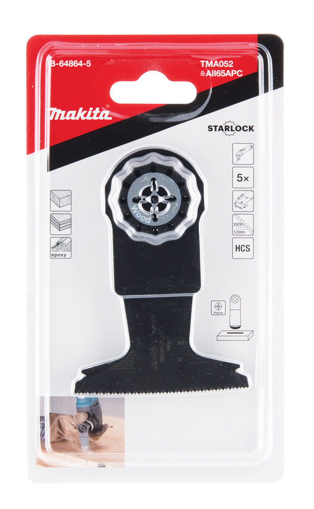Multitool ristilõikamise saetera 65mm TMA052; HCS, starlock, puidule , 5tk – Makita