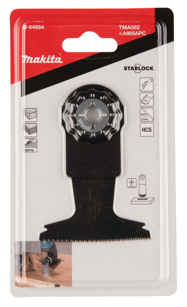 Multitool ristilõikamise saetera 65mm TMA052; HCS, starlock, puidule – Makita