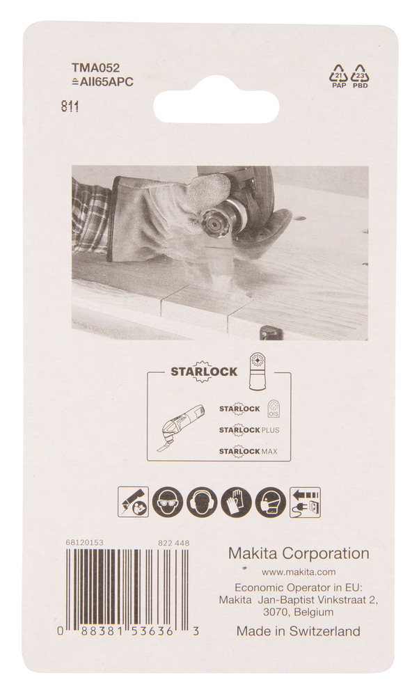 Multitool ristilõikamise saetera 65mm TMA052; HCS, starlock, puidule – Makita