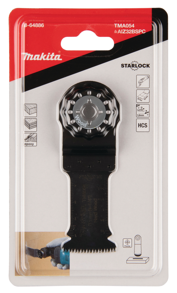 Multitool ristilõikamise saetera 32mm TMA054; HCS, starlock, puidule – Makita