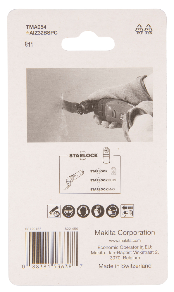 Multitool ristilõikamise saetera 32mm TMA054; HCS, starlock, puidule – Makita