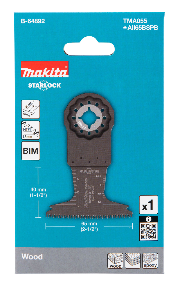 Multitool ristilõikamise saetera 65mm TMA055; BIM, starlock, puidule – Makita