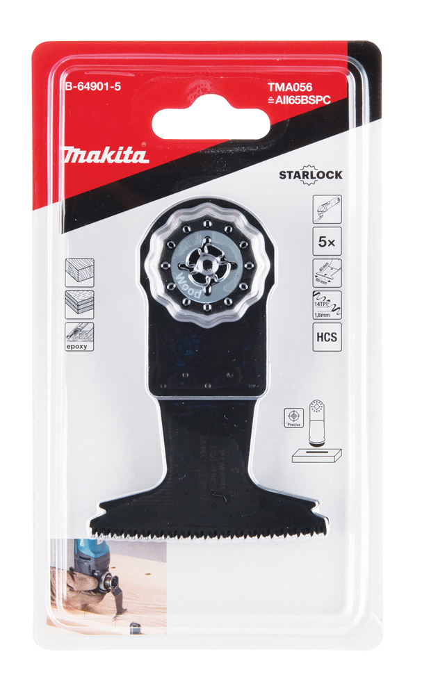 Multitool ristilõikamise saetera 65mm TMA056; HCS, starlock, puidule , 5tk – Makita