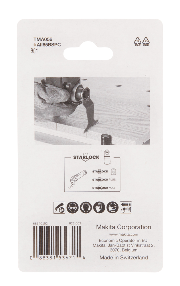 Multitool ristilõikamise saetera 65mm TMA056; HCS, starlock, puidule , 5tk – Makita