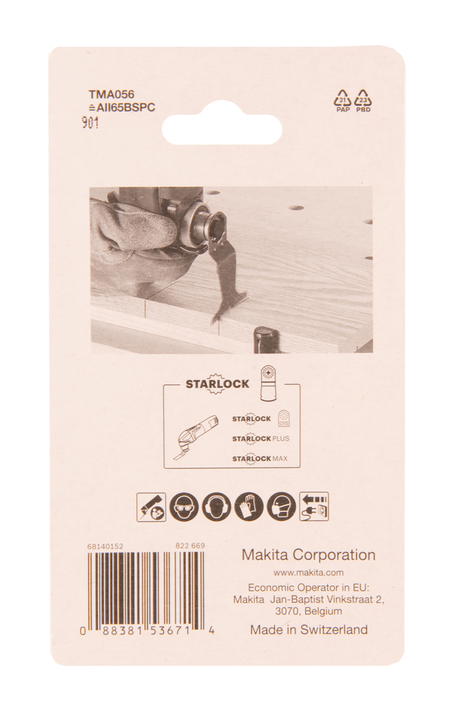 Multitool ristilõikamise saetera 65mm TMA056; HCS, starlock, puidule , 5tk – Makita
