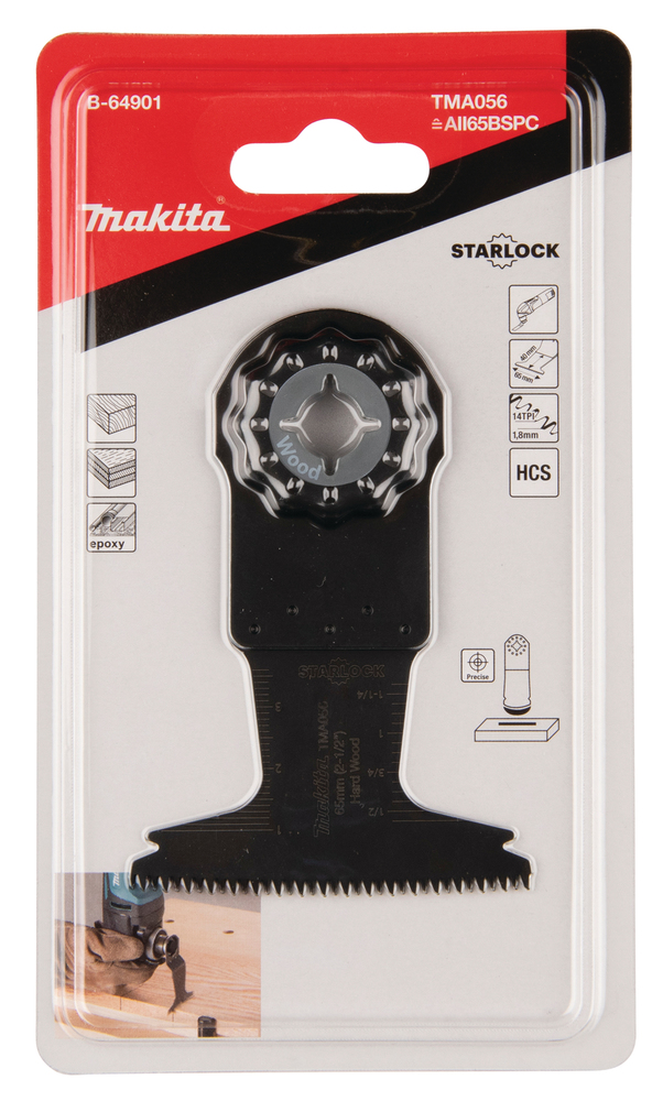Multitool ristilõikamise saetera 65mm TMA056; HCS, starlock, puidule – Makita