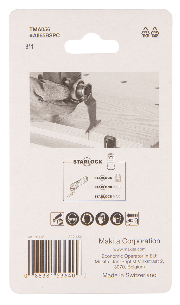 Multitool ristilõikamise saetera 65mm TMA056; HCS, starlock, puidule – Makita