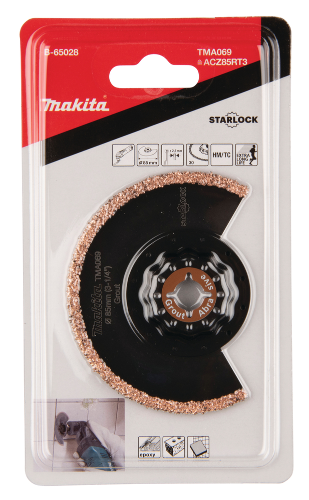 MULTITOOL HM SEGMENT SAETERA 85mm TMA069; HM GRIT #30, STARLOCK, Vuugi- ja plaatimissegud, Klaasriie – Makita