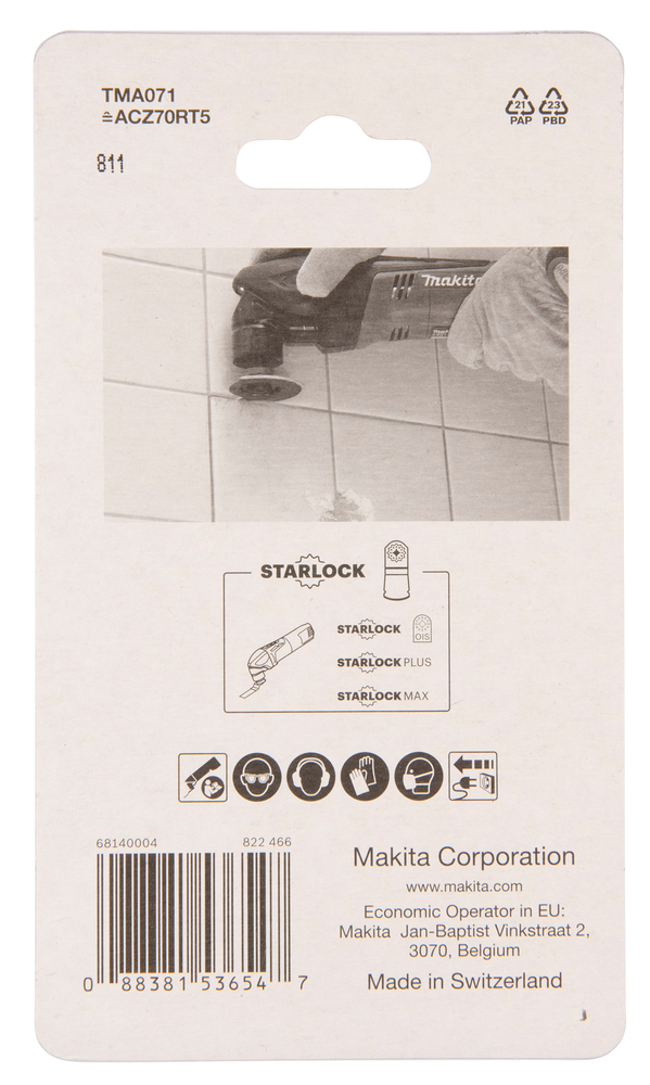 MULTITOOL HM SEGMENT SAETERA 70mm TMA071; HM GRIT #50, STARLOCK, Vuugi- ja plaatimissegud, Klaasriie – Makita