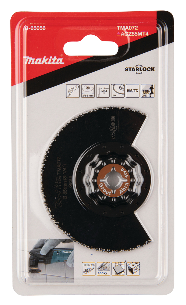 MULTITOOL HM SEGMENT SAETERA 85mm TMA072; HM GRIT #40, STARLOCK, Vuugi- ja plaatimissegud, Klaasriie – Makita