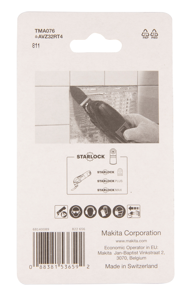 MULTITOOL HM VUUGITERA 32mm TMA076; HM GRIT #40, STARLOCK, Vuugi- ja plaatimissegud, Klaasriie – Makita