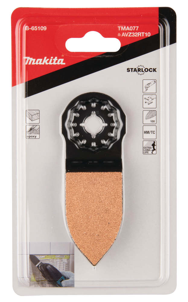 MULTITOOL HM VUUGITERA 32mm TMA077; GRIT #100, STARLOCK, Vuugi- ja plaatimissegud, Klaasriie – Makita