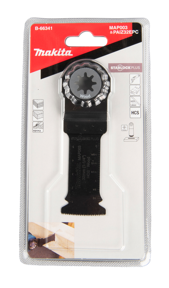 Multitool ristilõikamise saetera 32mm, 18TPI MAP003; HCS, starlock PLUS, puidule – Makita