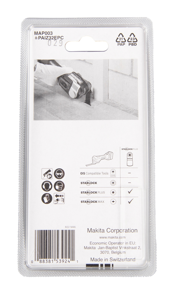 Multitool ristilõikamise saetera 32mm, 18TPI MAP003; HCS, starlock PLUS, puidule – Makita