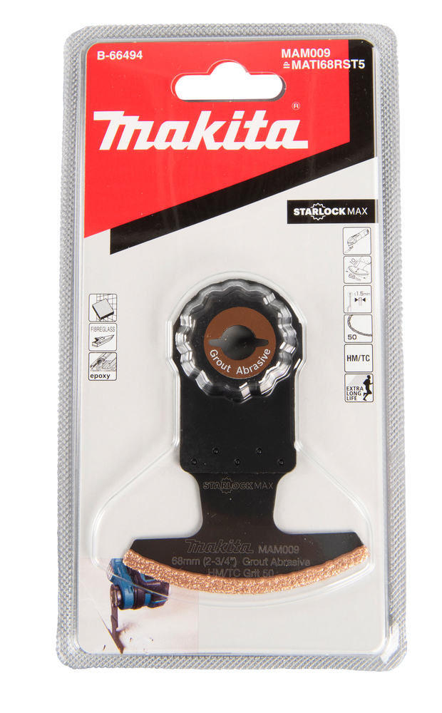Multitool HM segment saetera 68mm MAM009; TC/HM TC/HM riff karedus #50, starlock MAX, vuugi- ja plaatimissegud, klaasriie – Makita