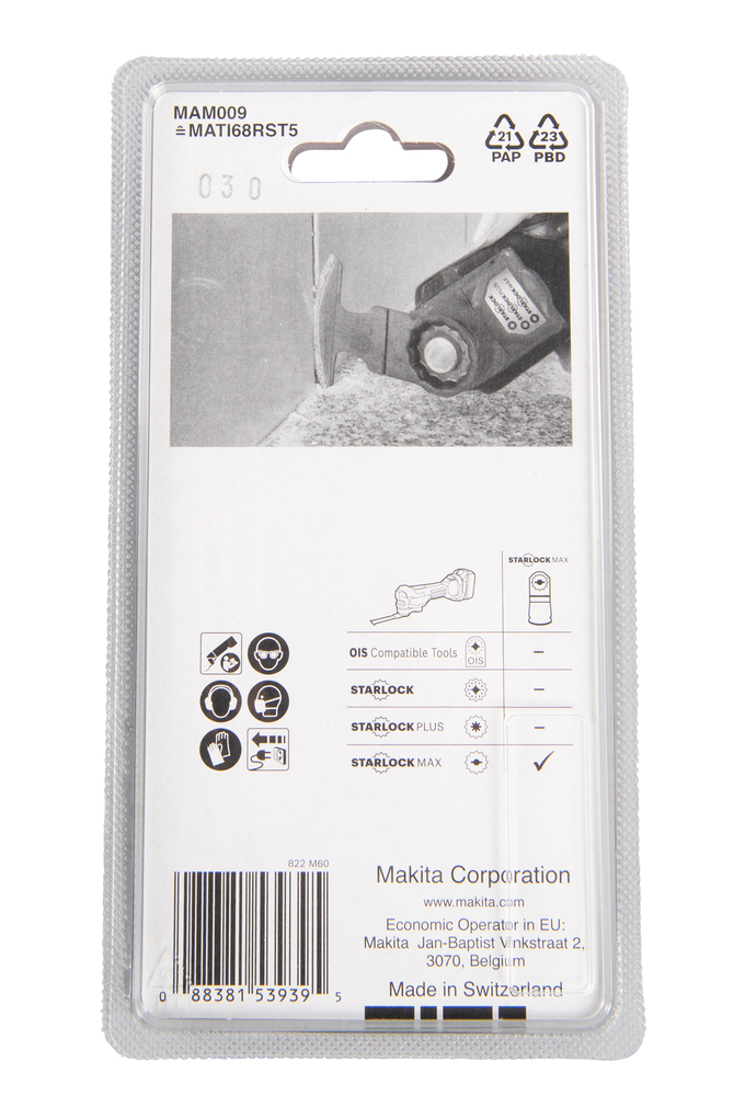 Multitool HM segment saetera 68mm MAM009; TC/HM TC/HM riff karedus #50, starlock MAX, vuugi- ja plaatimissegud, klaasriie – Makita