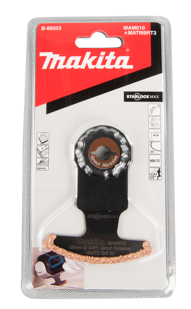Multitool HM segment saetera 68mm MAM010; TC/HM TC/HM riff karedus #30, starlock MAX, vuugi- ja plaatimissegud, klaasriie – Makita