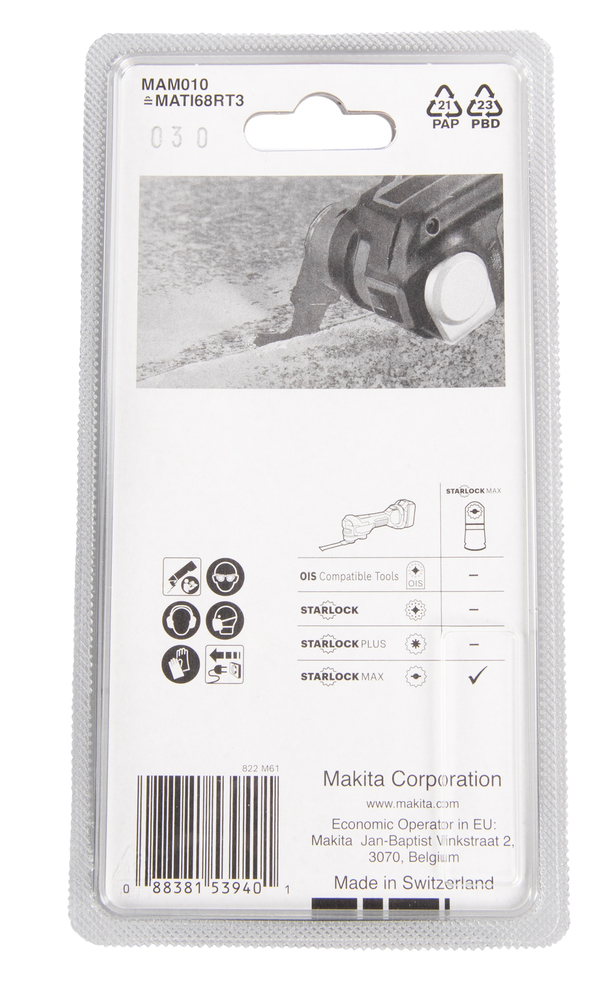 Multitool HM segment saetera 68mm MAM010; TC/HM TC/HM riff karedus #30, starlock MAX, vuugi- ja plaatimissegud, klaasriie – Makita