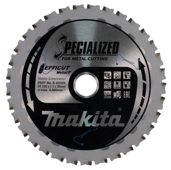T.C.T hammastega saeketas metalli lõikamiseks 150X1.1X20mm 0° T33 EFFICUT METAL – Makita