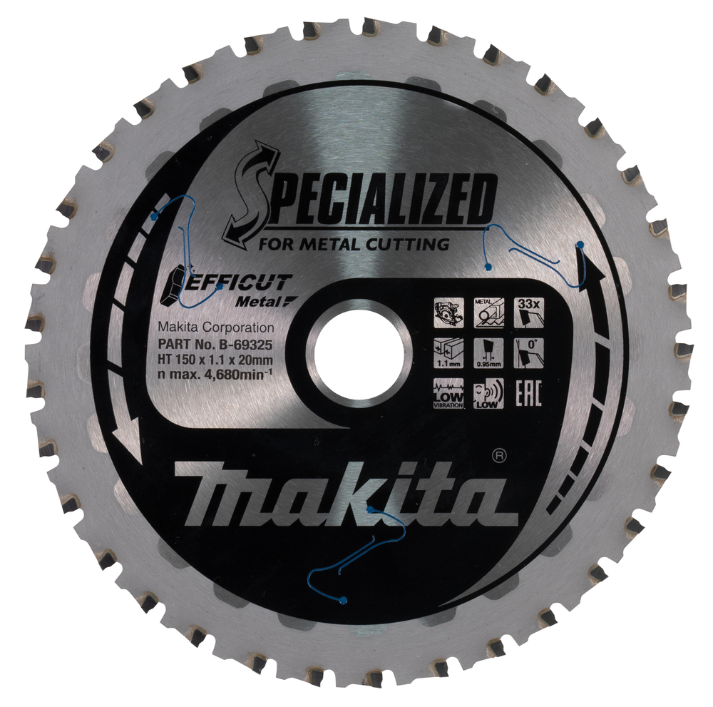 T.C.T hammastega saeketas metalli lõikamiseks 150X1.1X20mm 0° T33 EFFICUT METAL – Makita