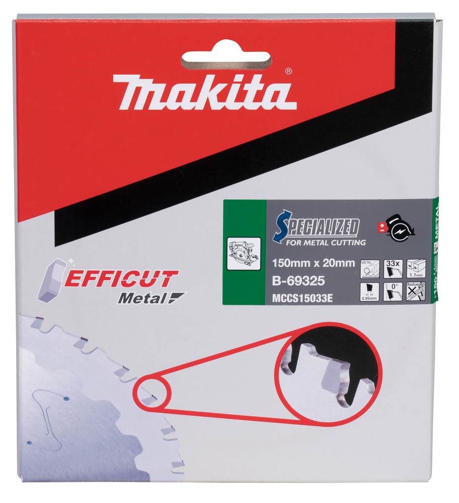 T.C.T hammastega saeketas metalli lõikamiseks 150X1.1X20mm 0° T33 EFFICUT METAL – Makita