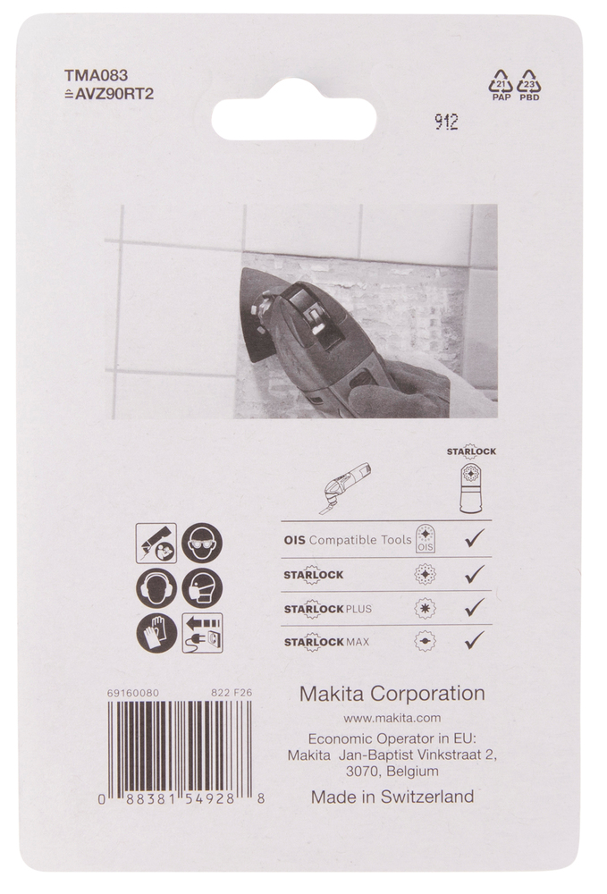 MULTITÖÖRIISTA LIHVIMISPLAAT 90 TMA083, TC/HM GRIT #20, STARLOCK, erinevate segude eemaldamiseks, plaadiliimide eemaldamiseks, värvi eemaldamiseks – Makita