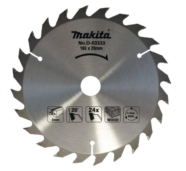 T.C.T hammastega saeketas puidu lõikamiseks 165X2X20mm 20° T24 Saeketas standartsele puidule – Makita