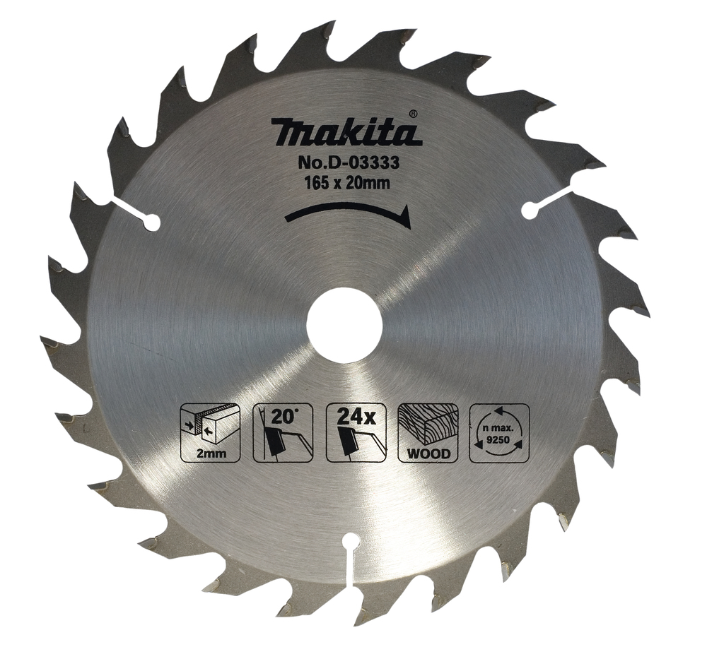 T.C.T hammastega saeketas puidu lõikamiseks 165X2X20mm 20° T24 Saeketas standartsele puidule – Makita
