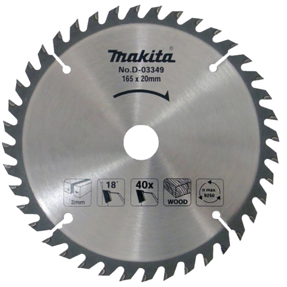T.C.T hammastega saeketas puidu lõikamiseks 165X2X20mm 18° T40 Saeketas standartsele puidule – Makita