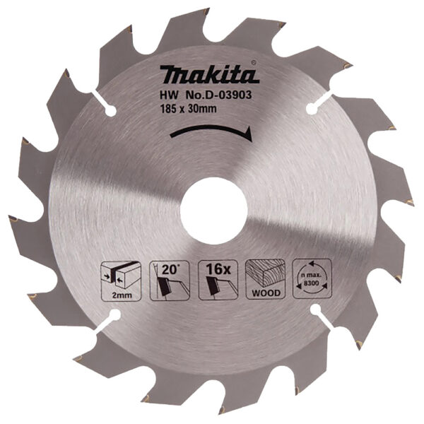 T.C.T hammastega saeketas puidu lõikamiseks 185X2X30mm 20° T16 Saeketas standartsele puidule – Makita