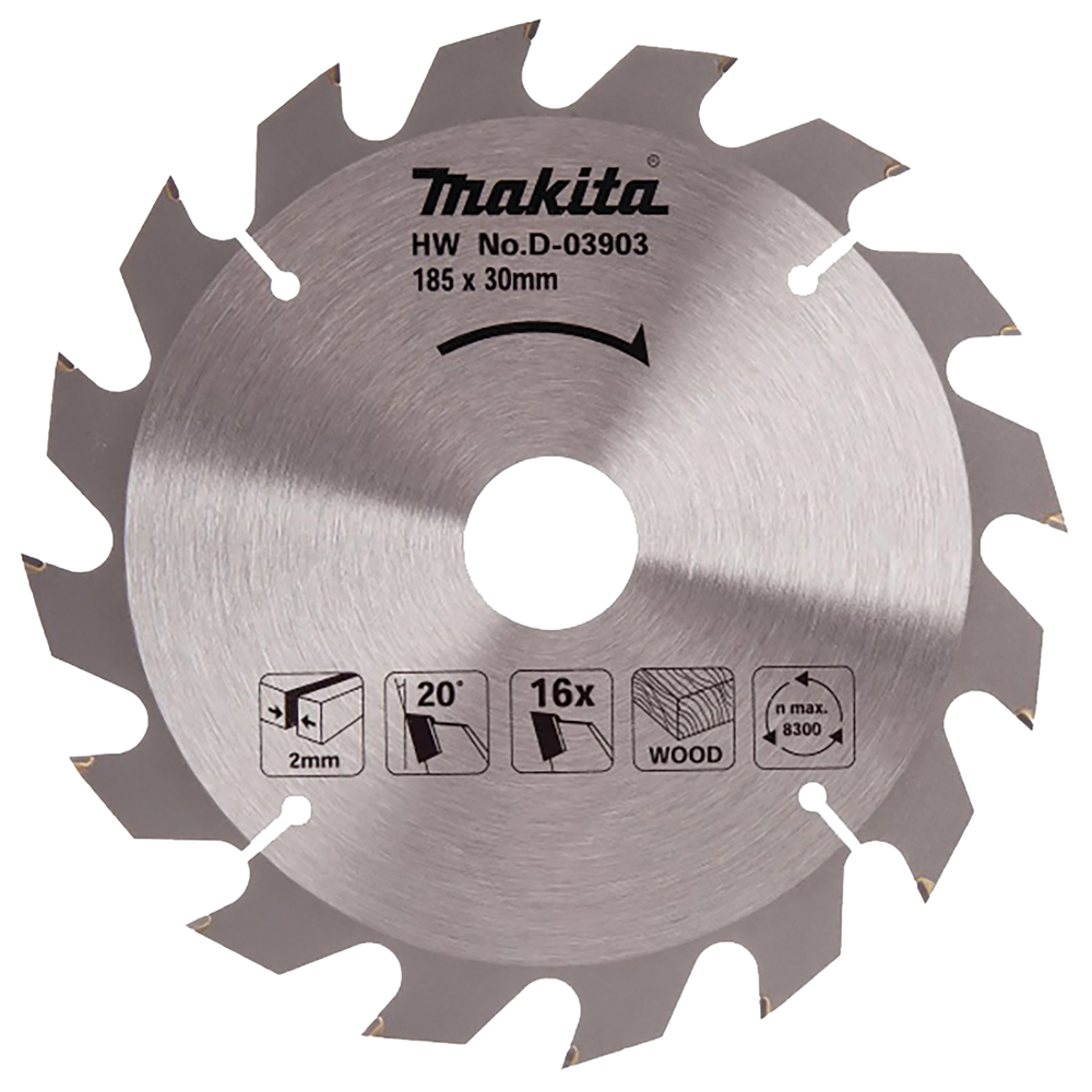 T.C.T hammastega saeketas puidu lõikamiseks 185X2X30mm 20° T16 Saeketas standartsele puidule – Makita