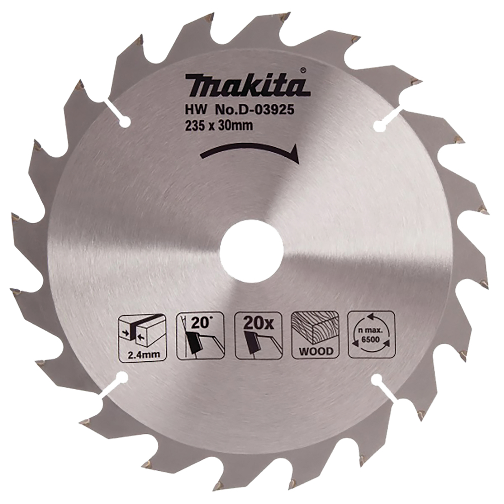 T.C.T hammastega saeketas puidu lõikamiseks 235X2.4X30mm 20° T20 Saeketas standartsele puidule – Makita