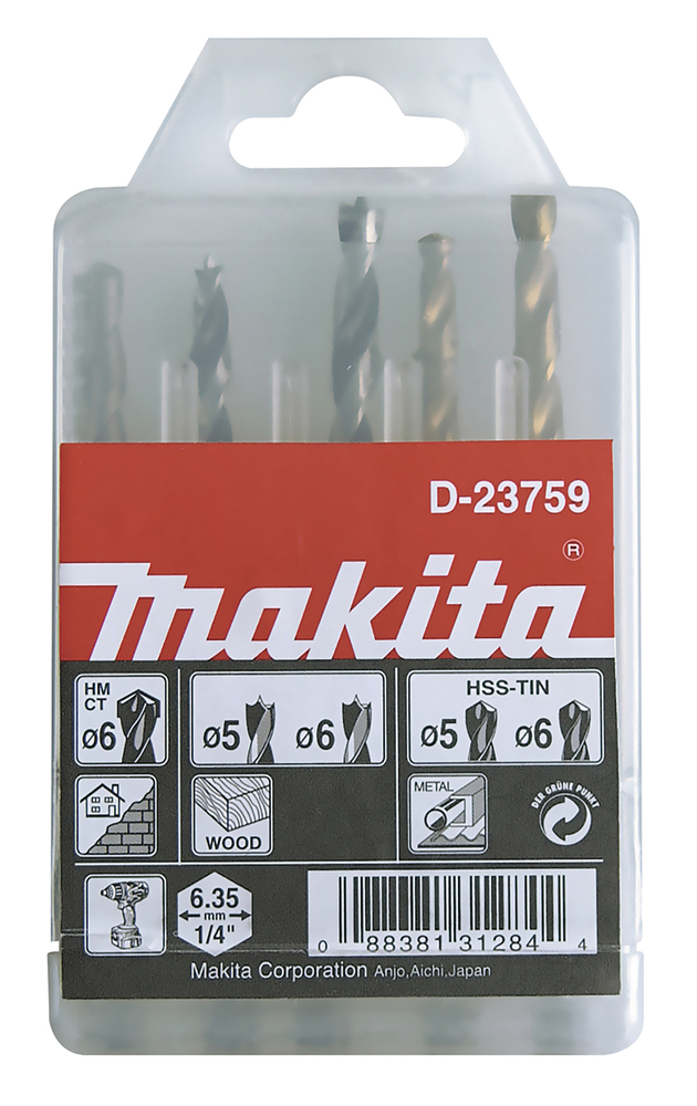 1/4" Puuride kmpl. (kivi 6, puit 5,6 ; metall 5,6) – Makita