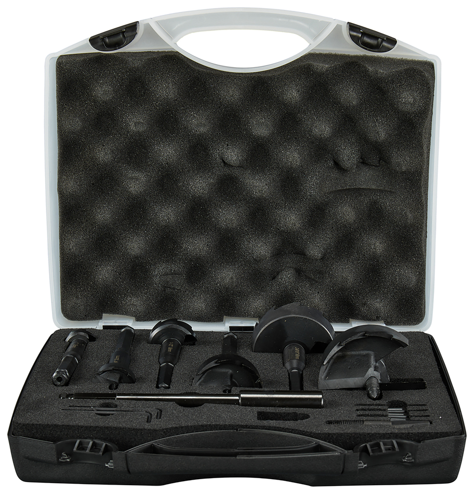 7 Tk. isepuuriv puidupuuride KMPL.(1tk. igat MÕÕTU)25mm, 32mm, 38mm, 51mm, 65mm, 76mm, pikendus 5-1/2''(140mm)(1tk.) puurkruvi 1-1/4'' x 2''(3 tk.) puurkruvi 3/8'' x 2''-3/4''(1tk.) kuuskantvõti (2 tk.) asenduskruvi (2 tk.) – Makita