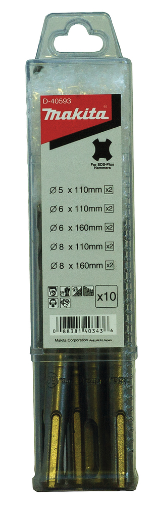 SDS-PLUS PUURIDE KMPL. (5x110mm x2; 6x110mm x2; 6x160mm x2; 8x110mm x2; 8x160mm x2) – Makita