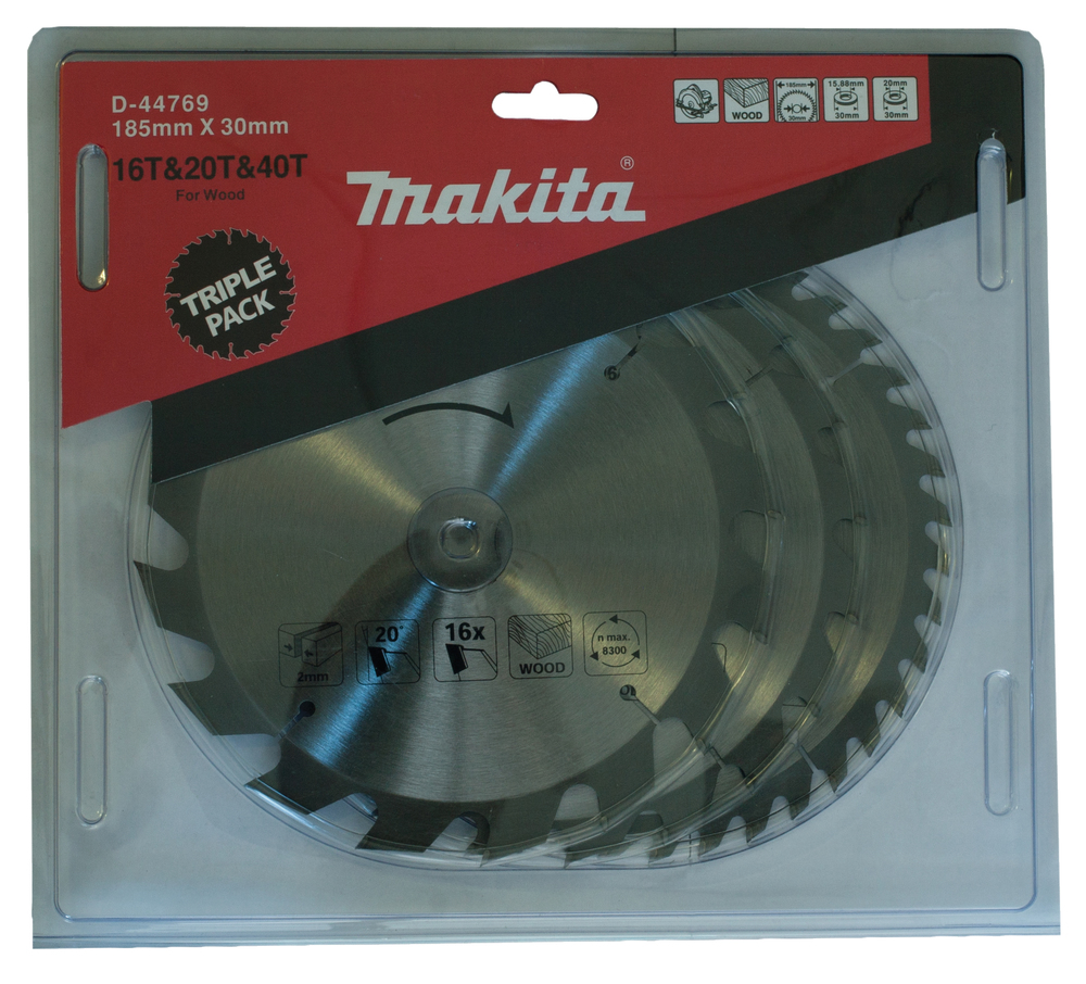 T.C.T hammastega saeketas puidu lõikamiseks 185X2X30mm 20/20/18° T16/24/40 Saeketas standartsele puidule – Makita