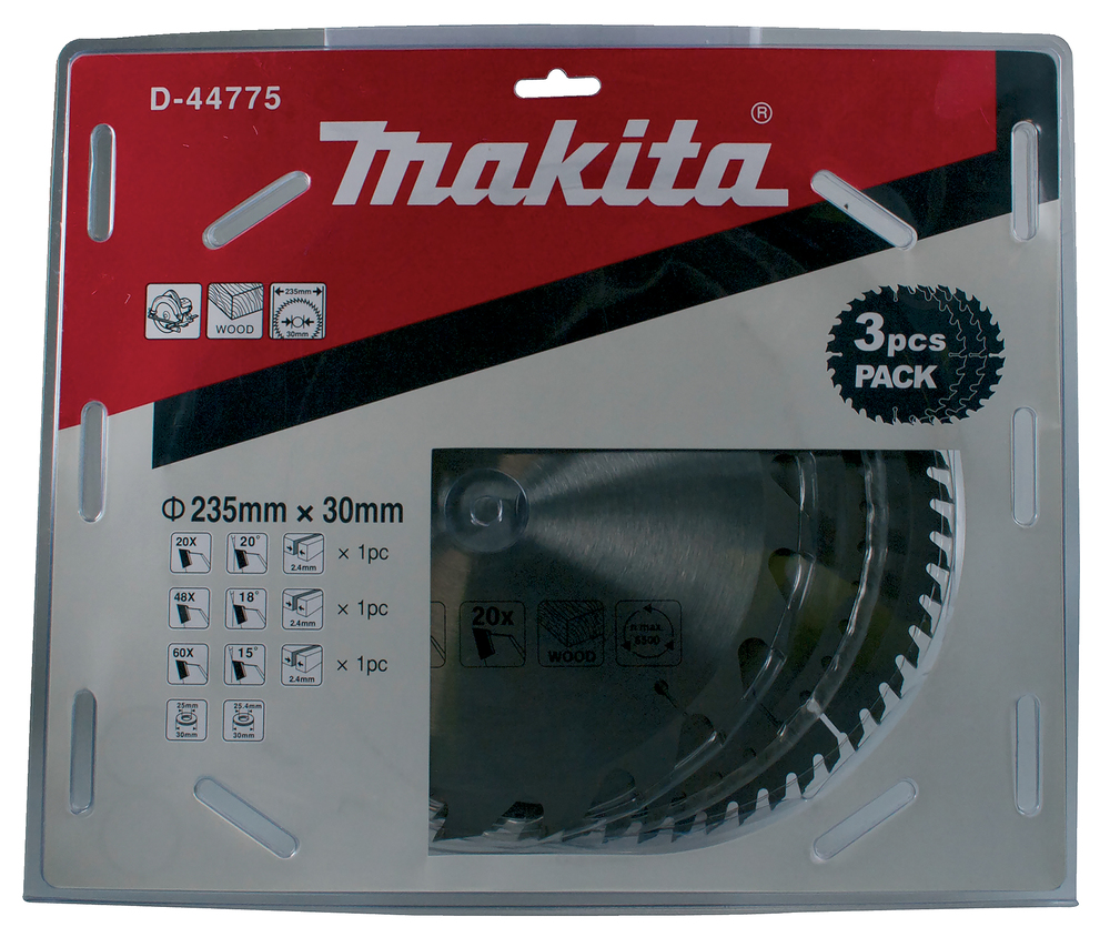 T.C.T hammastega saeketas puidu lõikamiseks 235X2.4X30mm 20/18/15° T20/48/60 Saeketas standartsele puidule – Makita