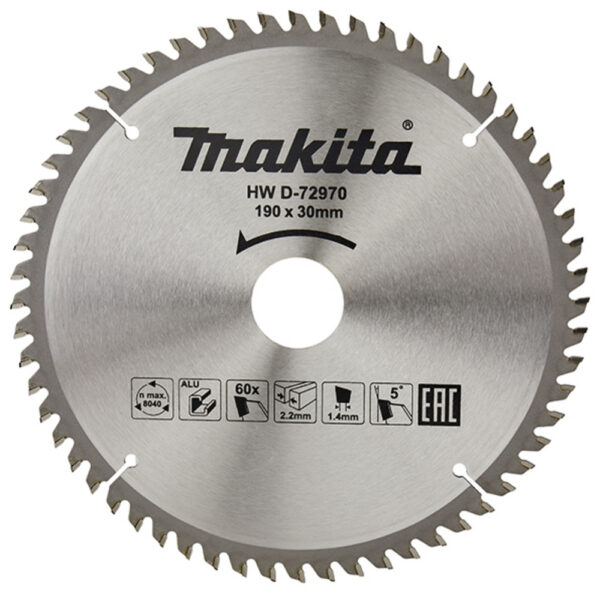T.C.T hammastega saeketas alumiiniumi lõikamiseks 190X2.2X30mm 5° T60 – Makita