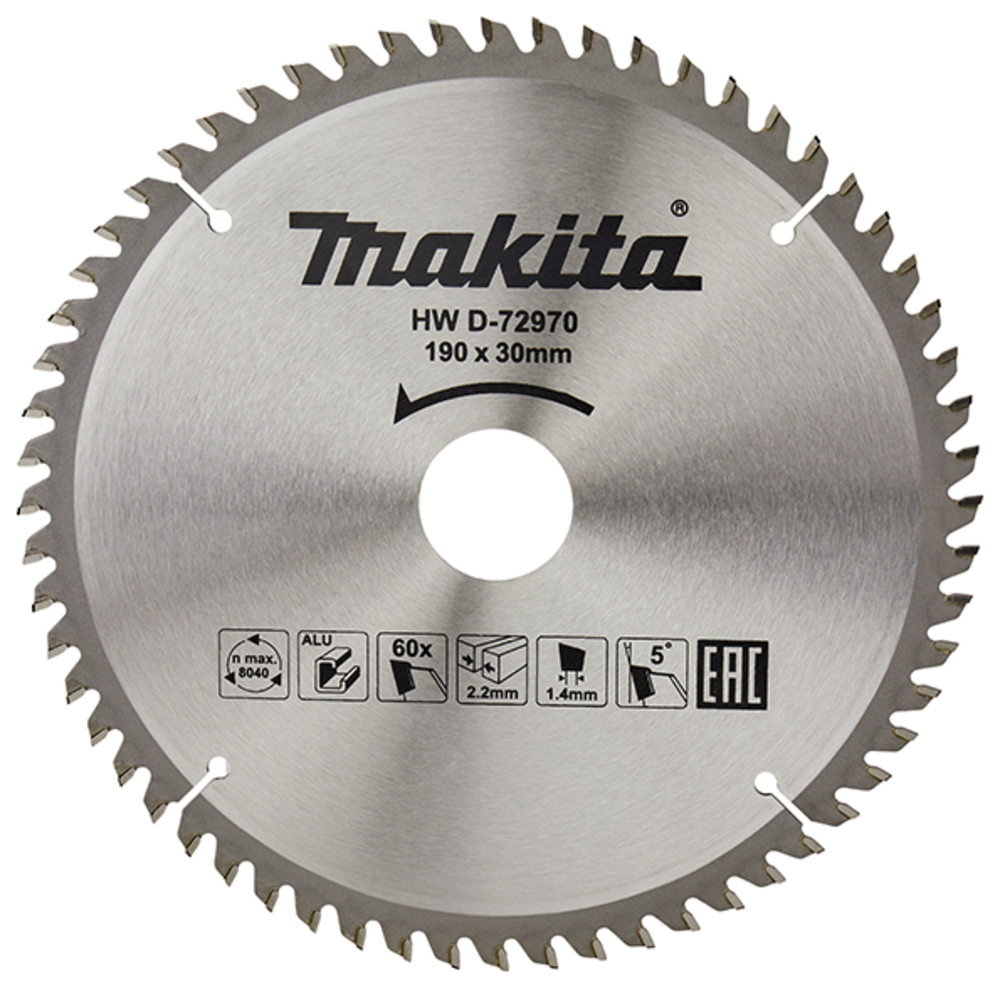 T.C.T hammastega saeketas alumiiniumi lõikamiseks 190X2.2X30mm 5° T60 – Makita