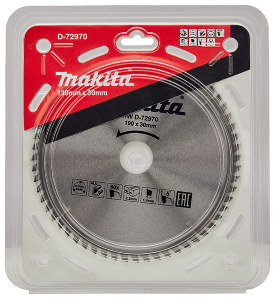 T.C.T hammastega saeketas alumiiniumi lõikamiseks 190X2.2X30mm 5° T60 – Makita